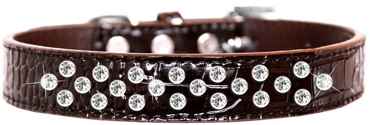 Sprinkles Clear Jewel Croc Dog Collar Chocolate Size 18